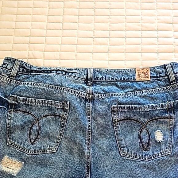 Womens Sz 23 Distressed Highrise Inseam 32 Wide Leg  100% Cotton Bootcut Jeans - Picture 5 of 12